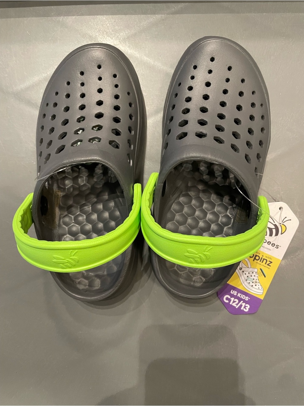 Joybees Boys Harper Sandals Lime Green/Charcoal Gray 12-13 NWT